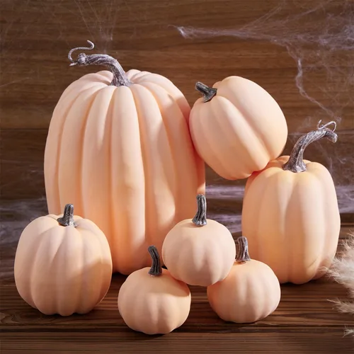 Miniatura 2 de woshilaocai 7 calabazas artificiales para decoración de otoño, cosecha, Acción de Gracias, Halloween, vacaciones, decoración de casa de campo