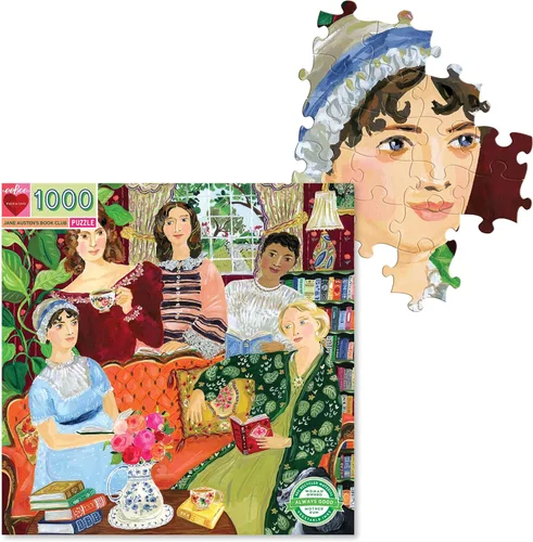 Miniatura 5 de eeBoo Rompecabezas de 1000 piezas para adultos del club de lectura de Jane Austen's Book Club, cuadrado de 23 x 23 pulgadas, fabricado con tablero