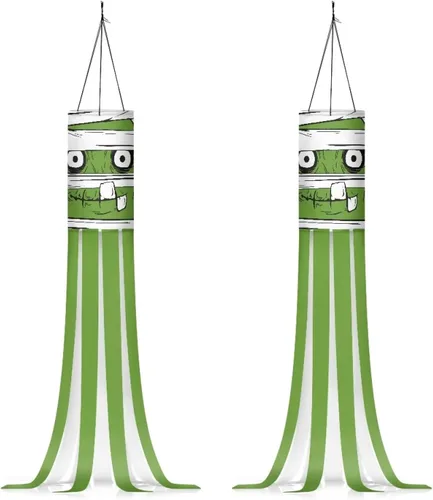 Miniatura 15 de Mummy Windsock - Calcetines de viento suaves e impermeables con bandera de Halloween, 2 piezas, lavables a máquina, secado rápido, bandera colgante