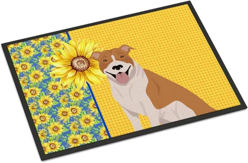 Miniatura 224 de Caroline's Treasures WDK5313MAT Airedale Terrier - Tapete para puerta delantera de 18 x 27 pulgadas, diseño de girasoles de verano, para entrada