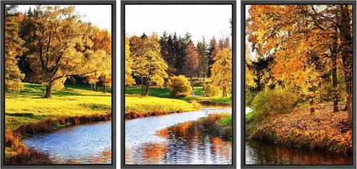 Miniatura 45 de SIGNWIN Lienzo enmarcado para pared, juego de arte nublado de tormenta, cielo, bosque otoñal, árboles, rústico, naturaleza, fotografía, realismo