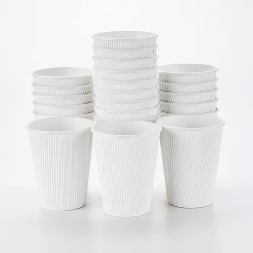 Miniatura 58 de Tazas para café de papel aislado, pared ondulada, kraft, 12 onzas - Caja de 25 unidades - tapas a juego: RWA0360B, RWA0360W, RWA0328LG, RWA0328GR