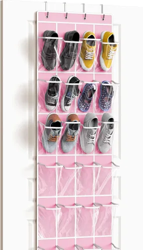 Miniatura 13 de Simple Houseware - Organizador de zapatos colgante con 24 bolsillos grandes y transparentes para colgar en la puerta, color negro