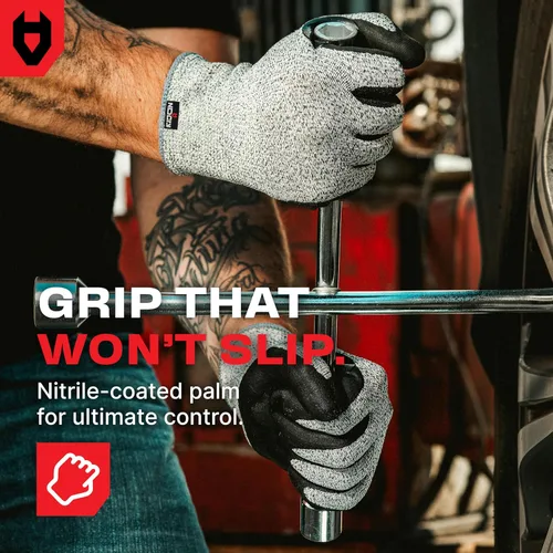 Miniatura 3 de NoCry Guantes de trabajo resistentes a cortes profesionales para hombres y mujeres con agarre firme y palmas impermeables — Puntas táctiles y pulgar