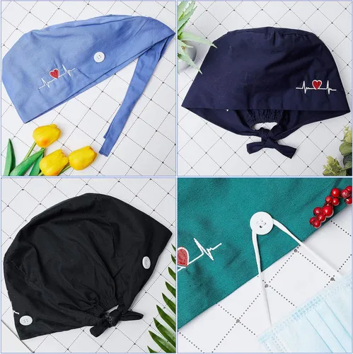 Miniatura 3 de SATINIOR Gorro de trabajo unisex con botones y banda ajustable para el sudor