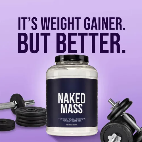 Miniatura 9 de Polvo de proteína natural para ganar masa muscular Naked Mass, 8 libras a granel, sin OMG, sin gluten, sin soya Sin Ingredientes Artificiales, 1250