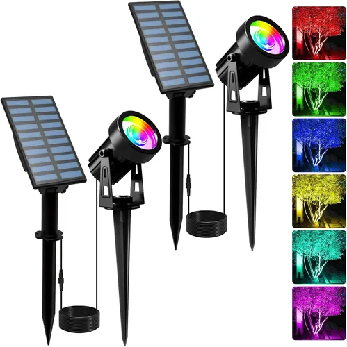 Miniatura 24 de T-SUNUS - Foco solar para jardín al aire libre, 4 en 1, luces solares IP65, impermeable, cable de 9.8 pies, panel solar separado de 5 W, Amarillo