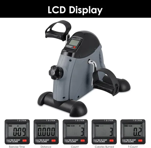 Miniatura 5 de Mini Exercise Bike, himaly Under Desk Bike Pedal Exerciser Portable Foot Cycle Arm & Leg Peddler Machine with LCD Screen Displays Gris