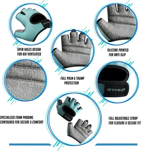 Miniatura 3 de Guantes de levantamiento de peso mínimo, guantes cortos de microentrenamiento con almohadillas de agarre y protección completa de la palma y agarre