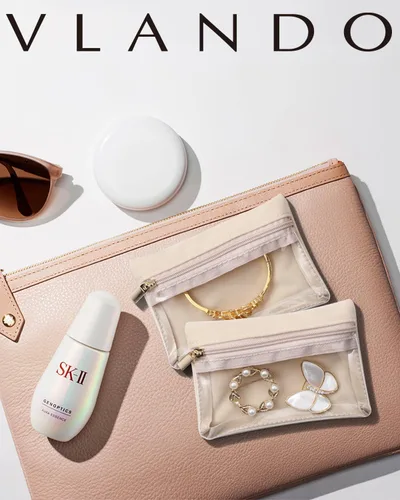Miniatura 4 de Vlando Organizador de joyas de viaje, bolsa de terciopelo para joyas con cremallera, bolsa de joyería de viaje transparente para viajes, viajes