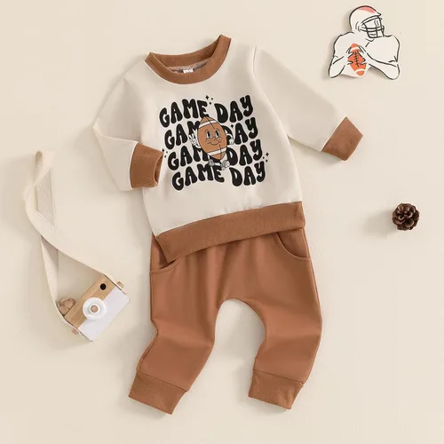 Miniatura 138 de BemeyourBBs Conjunto divertido de sudadera y pantalones de manga larga con letras divertidas para bebé niño y niño