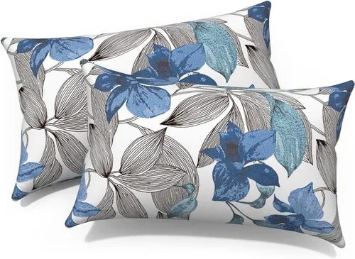 Miniatura 369 de Juego de 2 almohadas para exteriores de 16 x 16 pulgadas, repelentes al agua con interiores, para muebles de patio, hogar, jardín, geometría bohemia