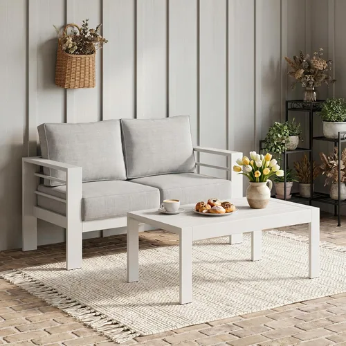 Miniatura 45 de Solaste Juego de muebles de patio de aluminio para todo tipo de clima, moderno juego de muebles de metal para exteriores con asientos profundos