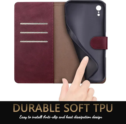 Miniatura 5 de SUANPOT Funda de piel tipo cartera para iPhone XR 6.1 (no XS 5.8 pulgadas, XS Max 6.7 pulgadas) con bloqueo RFID, tarjetero de crédito, funda