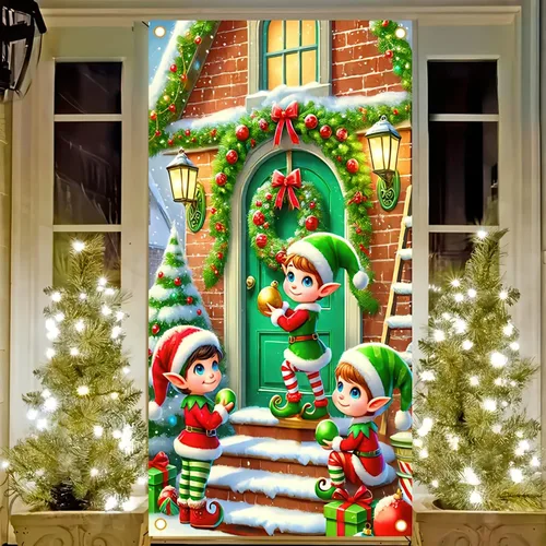 Miniatura 16 de Cartel de porche con decoración de cachorro de Navidad, trío festivo, Schnauzers en suéteres navideños, perfecto para interiores y exteriores