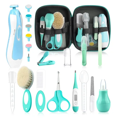 Miniatura 9 de Kit de aseo para bebés, juego de cuidado de seguridad infantil con cepillo para el cabello, peine cortaúñas, aspirador nasal, kit esencial