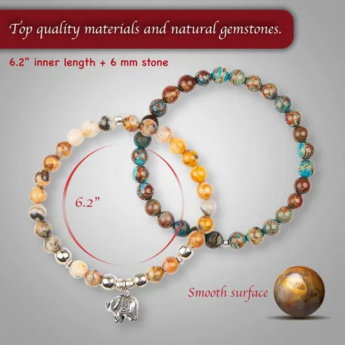 Miniatura 2 de Akitai - Pulseras de abalorios para mujer, pulseras curativas de cristal natural para mujer, pulseras de cuentas de piedras preciosas ajustables