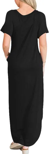 Miniatura 4 de ANRABESS - Vestido largo de playa de verano con bolsillos, suelto, informal, de manga corta, para mujer
