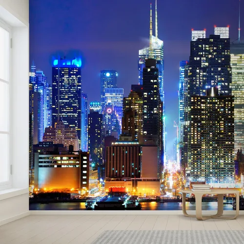 Miniatura 2 de wall26 - Manhattan inferior desde el otro lado del río Hudson en la ciudad de Nueva York. - Mural de pared removible. Papel pintado grande Obra