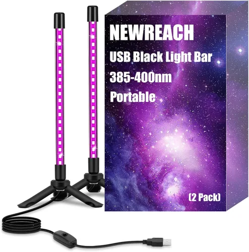 Miniatura 7 de Paquete de 1 barra de luz negra USB, luz negra LED portátil con soporte, interruptor, cable de 5 pies para fiesta de neón fluorescente, póster