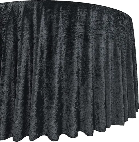 Miniatura 2 de YOUR CHAIR COVERS - Mantel redondo de terciopelo aplastado de 120 pulgadas para mesas redondas de 5 pies - Negro