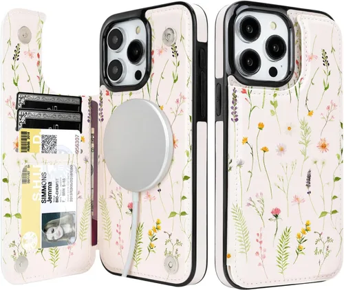 Miniatura 54 de uCOLOR Funda compatible con iPhone 15 de 6.1 pulgadas con ranura para tarjetero, función atril, doble cierre magnético y bloqueo RFID, funda de 6.1