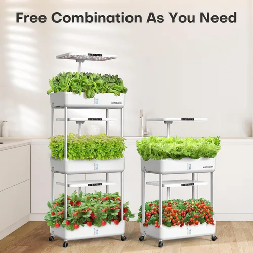 Miniatura 7 de Kit de Sistema de Cultivo Hidropónico de Jardín Interior Ahopegarden: Kit de Germinación de Plantas de Hierbas con 66 Vainas, Luz de Crecimiento