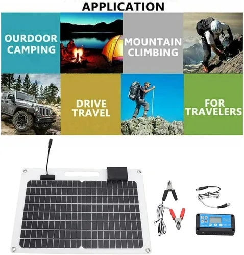 Miniatura 7 de Conjunto de panel solar portátil de 100 W de 18 V, cargadores de panel solar plegables, cargador solar de 12 V 24 V, doble USB, paneles solares a