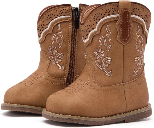 Miniatura 10 de BMCiTYBM Botas de bebé vaqueras para niño y niña, botas vaqueras occidentales para bebé, botas de vaquero para bebé con punta redonda, botas