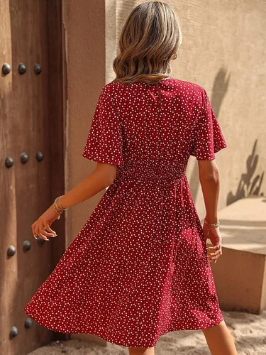 Miniatura 2 de Floerns Vestido midi acampanado con estampado de corazón de confeti y manga de mariposa