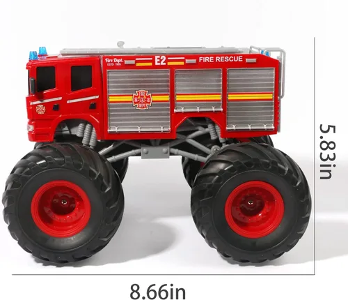Miniatura 4 de Camión de Bomberos de Control Remoto Camión Monstruo Juguete, Camión de Bomberos RC 1/18, Camión de Carreras RC de Pasatiempo Todo Terreno de 2.4GHz