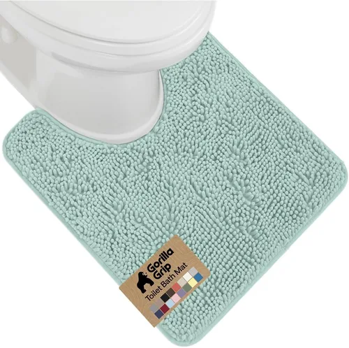 Miniatura 62 de Gorilla Grip - Tapete de baño afelpado, absorbente, peludo, de felpilla, para base de inodoro cuadrada, reverso de goma, suave, de microfibra, claro