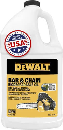 DEWALT – Aceite biodegradable para barra y cadena – Verde, ecológico, no tóxico, lubricante profesional para motosierra – Aceite ultralimpio para