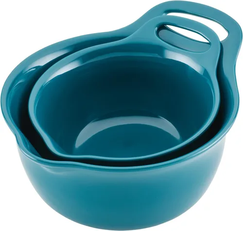 Miniatura 9 de Rachael Ray Ceramics - Juego de cuencos para mezclar con boquilla de vertido, 1 cuarto de galón y 2 cuartos de galón, verde azulado