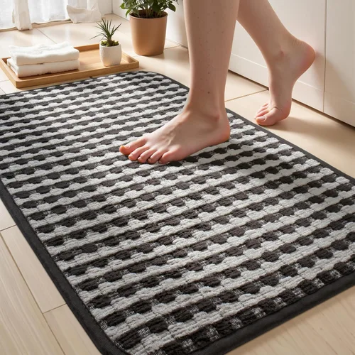 Miniatura 14 de Tapetes de baño antideslizantes delgados para debajo de la puerta, tapetes de baño de secado rápido absorbentes con respaldo de goma trenzado