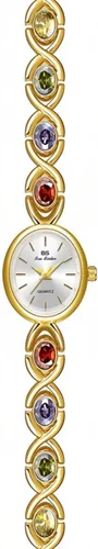 MASTOP Reloj ovalado de piedras preciosas coloridas vintage de lujo, esfera pequeña para mujer, reloj de pulsera de cuarzo, resistente al agua,