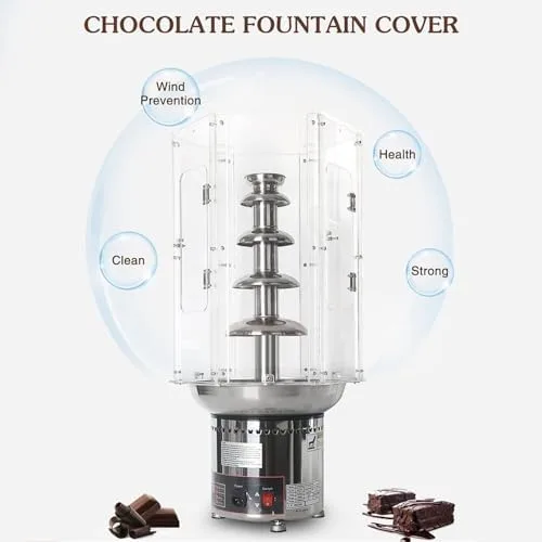 Miniatura 3 de Máquina de fuente de chocolate de 4 niveles con control de temperatura y cubierta acrílica transparente, ideal para fiestas, bodas, bufés, eventos