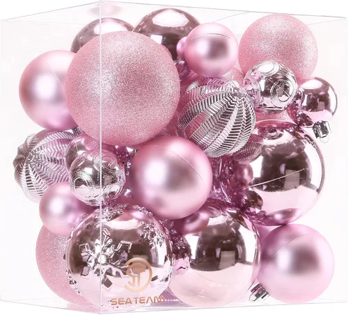 Miniatura 25 de Sea Team Paquete de 21 adornos de bolas de Navidad con cuerdas, esferas de tamaño grande de 80mm/3.15 pulgadas, bombillas de Navidad de plástico