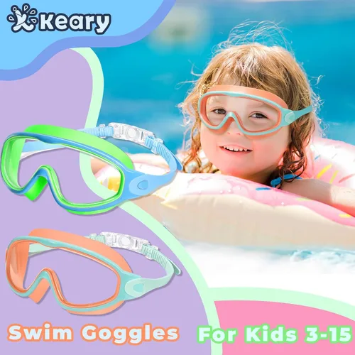 Miniatura 2 de Keary - Paquete de 2 gafas de natación para niños de 3 a 15 años, protección ultravioleta, antivaho, para piscina, agua, para niños, niñas, jóvenes
