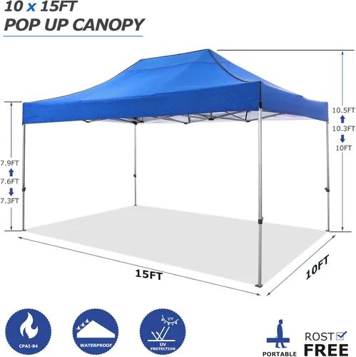 Miniatura 11 de COBIZI Tienda de campaña desplegable de 6.6 x 6.6 pies, toldo resistente, fácil de instalar, impermeable, para exteriores, fiestas, playa, jardín