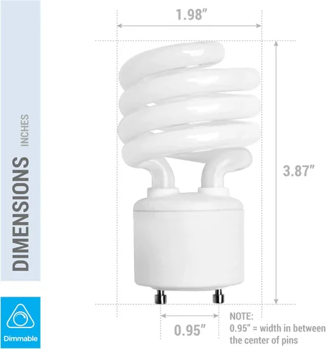 Miniatura 4 de KOR Paquete de 4 bombillas mini en espiral de 13 vatios - Base GU24 - (equivalente a 60 W) - T2 Mini-Twist - Bombilla CFL (blanco cálido (2700 K)