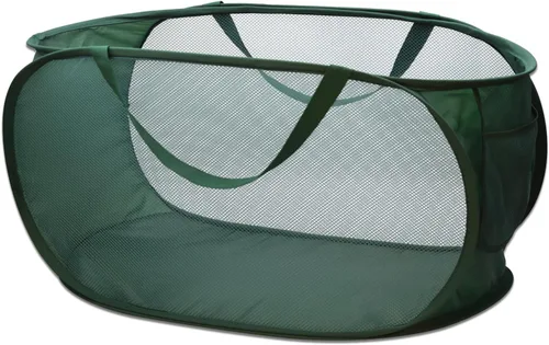 HONOMA Cesta de malla resistente para lavandería, cesta desplegable con bolsillo lateral para cuarto de servicio, baño, habitación de los niños,