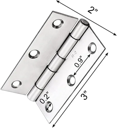 Miniatura 5 de Medsuo 2 bisagras de puerta plegables de acero inoxidable de 3 pulgadas con 12 tornillos de acero inoxidable para puerta, tapa de caja de madera
