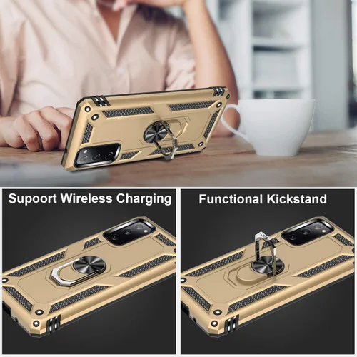 Miniatura 4 de LUMARKE Funda para Galaxy S20 FE con protector de pantalla, supera los 16 pies, probada en caídas, de grado militar, con soporte de anillo Amarillo