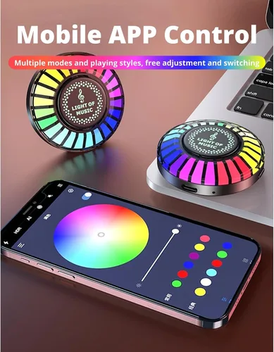 Miniatura 5 de Luz de ritmo de control de sonido magnético RGB para automóvil, lámpara de recogida activada por voz con fuerte atracción magnética, luz LED