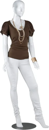 SSWBasics Maniquí de cuerpo completo femenino de fibra de vidrio blanco brillante, maniquí femenino de cuerpo completo de 5 pies 10 pulgadas de