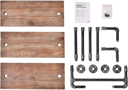 Miniatura 5 de DR.IRON - Estantería industrial para tuberías, estantes rústicos de baño con barra de toalla, estante de tubería de 24 pulgadas montado en la pared