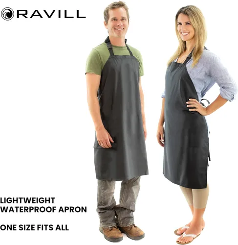Miniatura 6 de Ravill Delantal impermeable para hombres y mujeres, delantales de trabajo multiusos de 35 pulgadas para lavavajillas, aseo de perros, limpieza