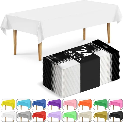 Miniatura 28 de DecorRack 2 Manteles rectangulares de plástico libres de BPA, 54 x 108 pulgadas, mantel de mesa para comedor, mantel rectangular para fiestas