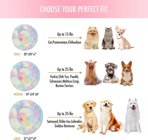 Miniatura 6 de Cama para gatos para interior y para perros pequeños y medianos - Lavable 50/60 centímetros, redonda antiansiedad, esponjosa, de felpa y pelo